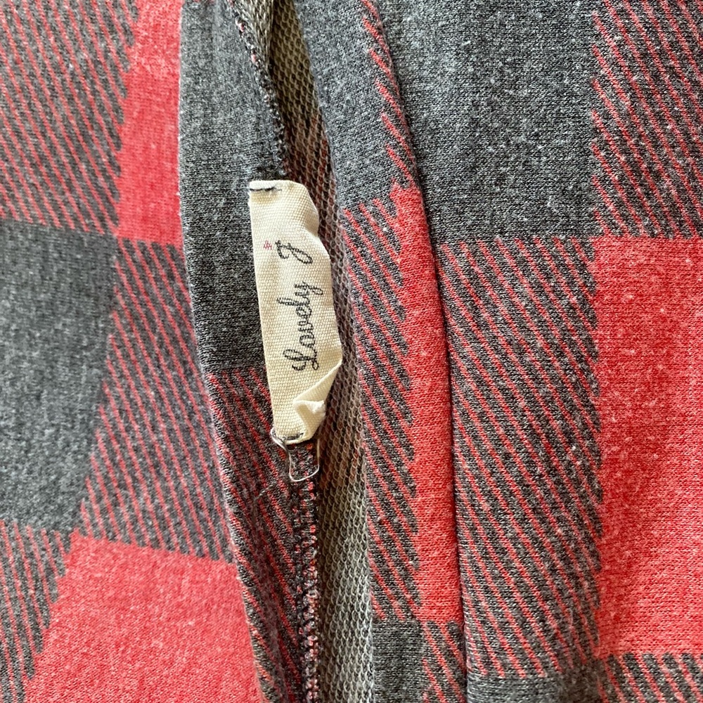 Long Sleeve Plaid Top in Red and Gray by Joseph A